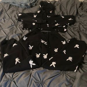 Two piece black and white, playboy, bunny set
